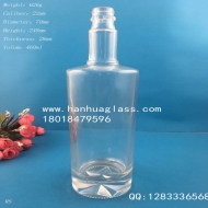 450ml thick round wine bottle with crystal white base