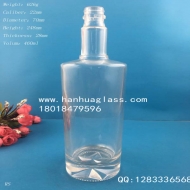 450ml thick round wine bottle with crystal white base