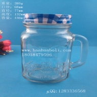 Wholesale 450ml Mason glass juice cup with handle