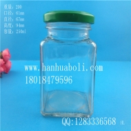 Wholesale 250ml square glass honey bottle