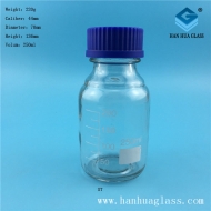 250ml transparent glass blue cap reagent bottle
