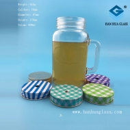 Factory Direct 900ml Handle Glass Mason Juice Jar