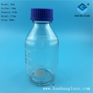 Manufacturer's direct sales of 500ml transparent glass blue cap reagent bottles