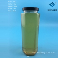 Wholesale 480ml hexagonal honey glass bottle, jam bottle