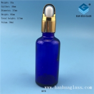 Manufacturer of 50ml Blue Glass Essential Oil Bottle with Flower Basket Cover