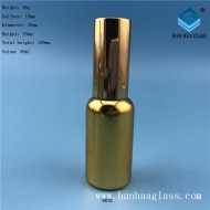 30ml plated golden essential oil spray glass bottle